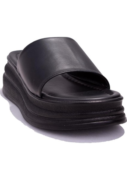 DZA07-1241302C Siyah Spor Topuklu Kadın Terlik