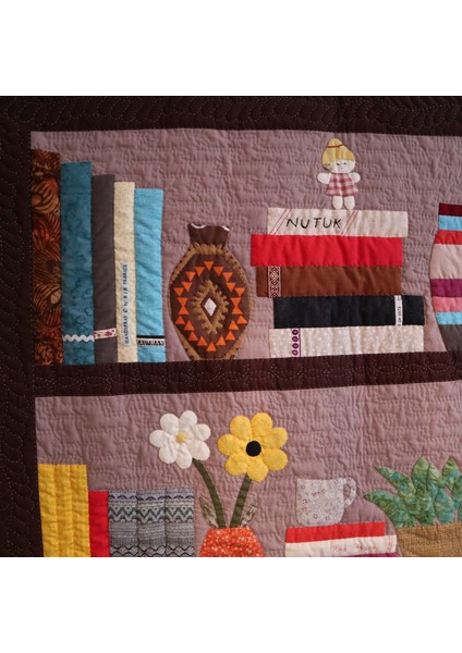 Patchwork Üç Raf Kitaplık Duvar Panosu