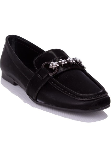 DZA07-8692068C Siyah Ipek Günlük Babet Kadın Ayakkabı