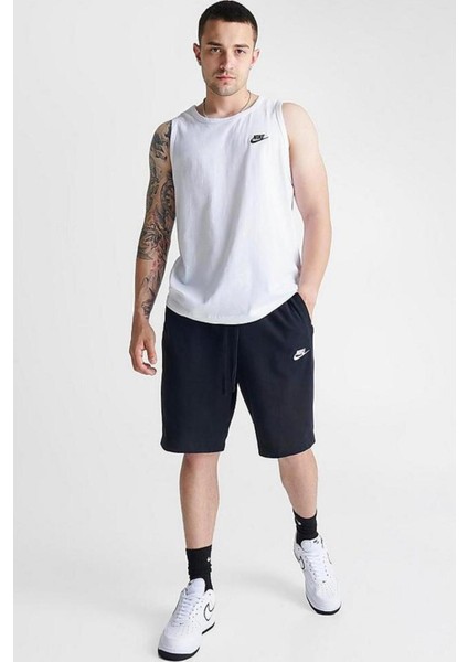Sportswear Clup Fleece Jersey Standart Fit Kesim Siyah Erkek Spor Şort modelleri