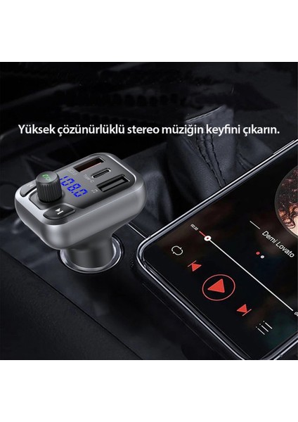 Bluetooth Usb3.0 ve Type C Pd Hızlı Şarj Fm Transmitter