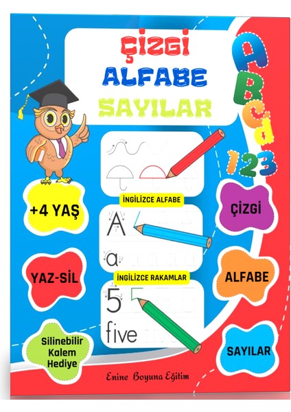 Çizgi Alfabe Sayılar Yaz-Sil Kitabı