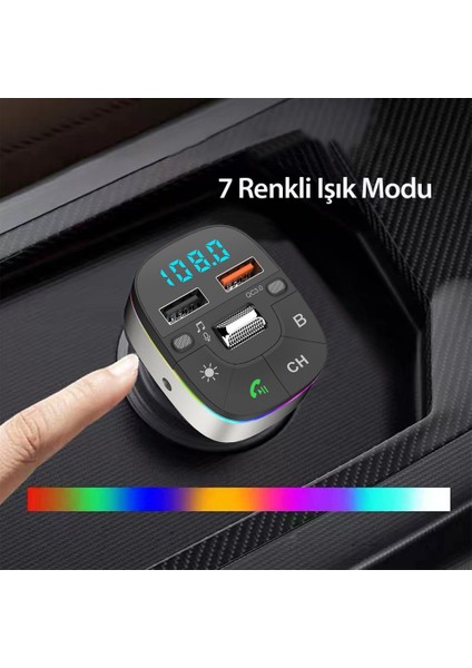 Bluetooth Usb3.0 ve Type C Pd Hızlı Şarj Fm Transmitter