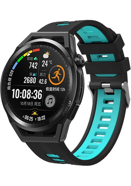 General Mobile Gm Watch Için 22 mm Çift Katmanlı 2 Renkli Ayarlanabilir Renkli Silikon Kayış-Kordon Krd-55