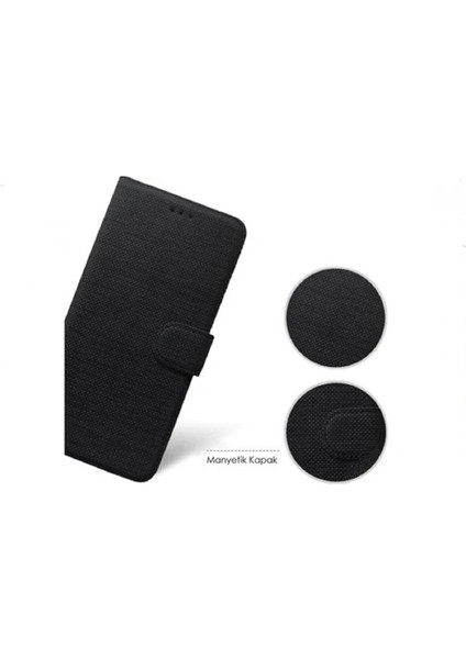 iPhone 11 Pro Kapaklı Cüzdanlı Kart Bölmeli Kumaş Desenli Kılıf