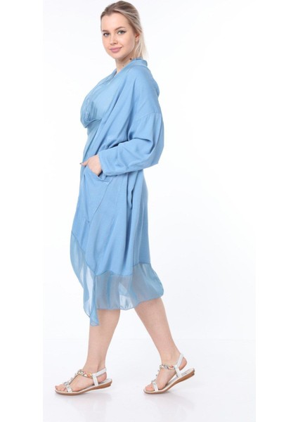 Itayan Ipek Detaylı Oversize Kaftan