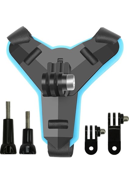 5 Parça Aksiyon Kamera Tutucu Jaw Mount Motor Kask Çene Tutma Aparatı Mavi