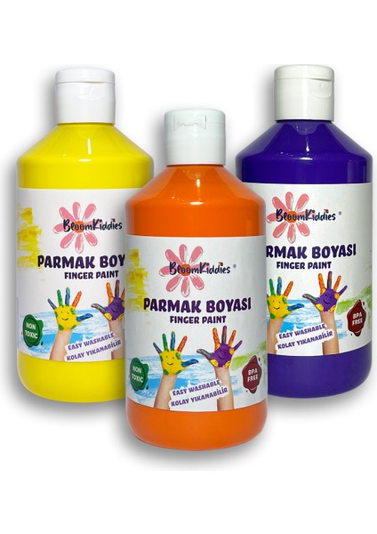 Yıkanabilir Parmak Boya 3'lü Set 4 (3X300 ml Şişe)