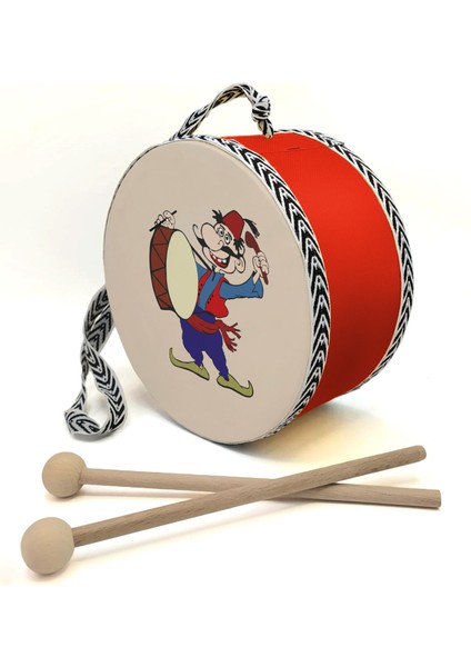 Çocuk Davulu Davulcu Baskılı Kırmızı