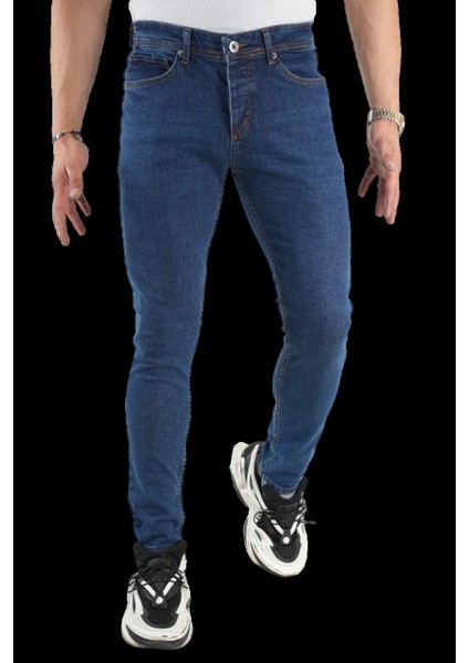 Erkek Dar Paça Özel New Okyanus Mavisi Kot Pantolon