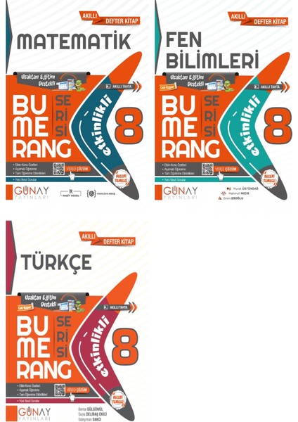 Günay Lgs 8. Sınıf Bumerang Matematik Fen Bilimleri ve Türkçe 3lü Set