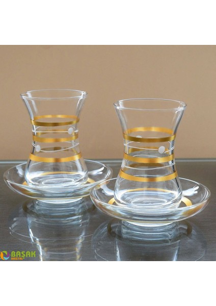Paşabahçe Ince Belli Planet Yaldız 12 Parça 6 Kişilik Çay Takımı