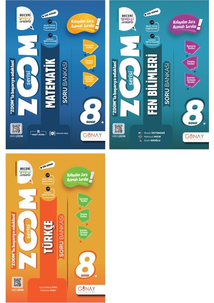 Günay Lgs 8. Sınıf Zoom Serisi Matematik Fen Bilimleri ve Türkçe 3lü Set