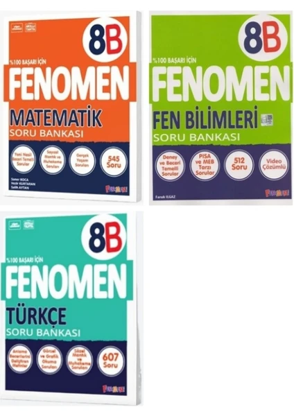 Fenomen Yayıncılık LGS 8. Sınıf B Serisi Soru Bankası 3lü Set