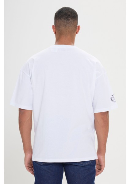 Harvard Lisanslı Oversize Bol Kesim %100 Pamuk Baskılı Bisiklet Yaka T-Shirt