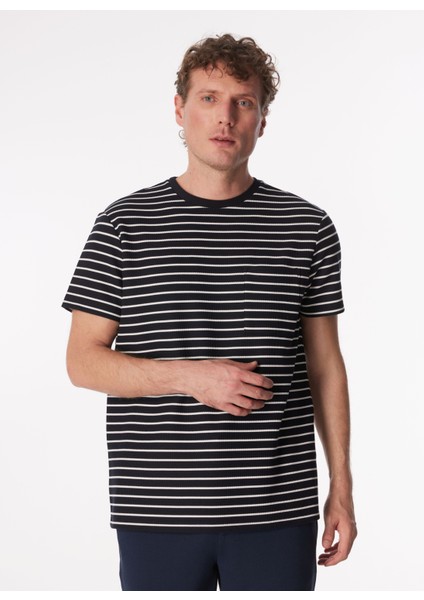 Bisiklet Yaka Çizgili Lacivert Erkek T-Shirt F4SM-TST 0259 modelleri