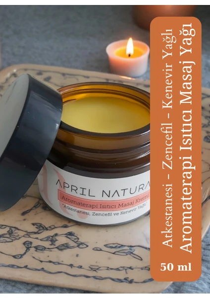 April Natural Aromaterapi Isıtıcı Masaj Kremi -Atkestanesi, Kenevir ve Zencefil Yağlı Masaj Yağı-Atkestanesi Kremi