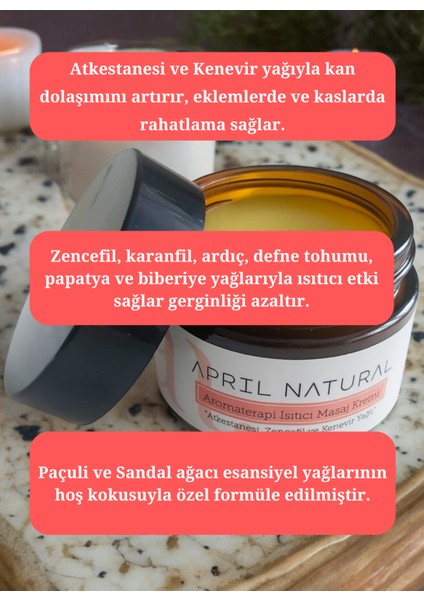 Aromaterapi Isıtıcı Masaj Kremi -Atkestanesi, Kenevir ve Zencefil Yağlı Masaj Yağı-Atkestanesi Kremi