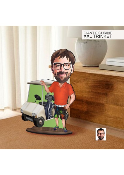 Kişiye Özel Golf Oyuncusu Karikatürlü Büyük Boy Ahşap Biblo-8 Arkadaşa Hediye , Sevgiliye Hediye, Kişiye Özel Biblolar fiyatları