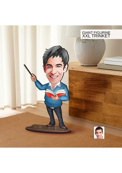 Kişiye Özel Öğretmen Karikatürlü Büyük Boy Ahşap Biblo-3 Arkadaşa Hediye , Sevgiliye Hediye, Kişiye Özel Biblolar fiyatları