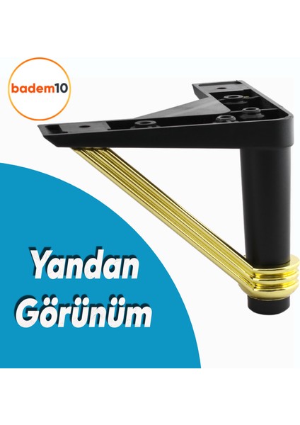 Pars Lüks Mobilya Oturma Grubu Kanepe Sehpa Tv Ünitesi Koltuk Ayağı Baza Ayakları Siyah Altın 12 cm fiyatları