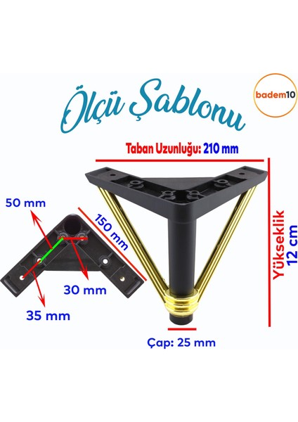 Pars Lüks Mobilya Oturma Grubu Kanepe Sehpa Tv Ünitesi Koltuk Ayağı Baza Ayakları Siyah Altın 12 cm modelleri