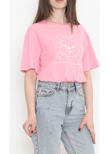 Trendıco Beli Lastikli T-Shirt Pembe - 16541.1567.