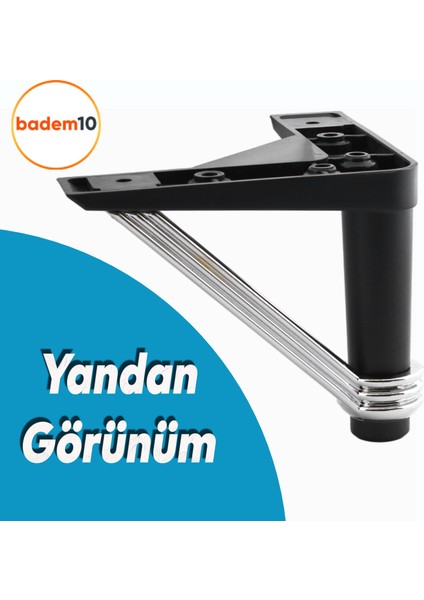 Pars Lüks Mobilya Oturma Grubu Kanepe Sehpa Tv Ünitesi Koltuk Ayağı Baza Ayakları Siyah Krom 12 cm fiyatları