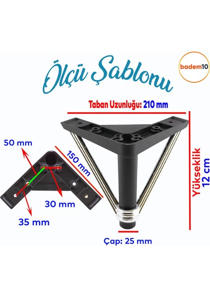 Pars Lüks Mobilya Oturma Grubu Kanepe Sehpa Tv Ünitesi Koltuk Ayağı Baza Ayakları Siyah Krom 12 cm modelleri