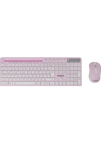 KM-730 Pembe/beyaz Kablosuz Q Multimedia Klavye + Mouse Set