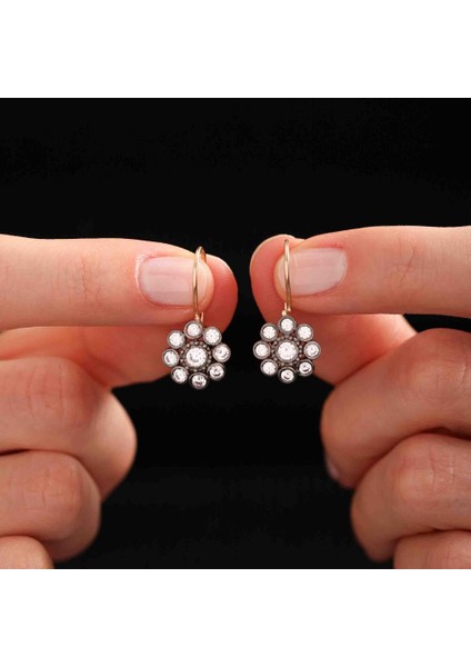 Elmas Montürlü 14 Ayar Rose Altın Küpe