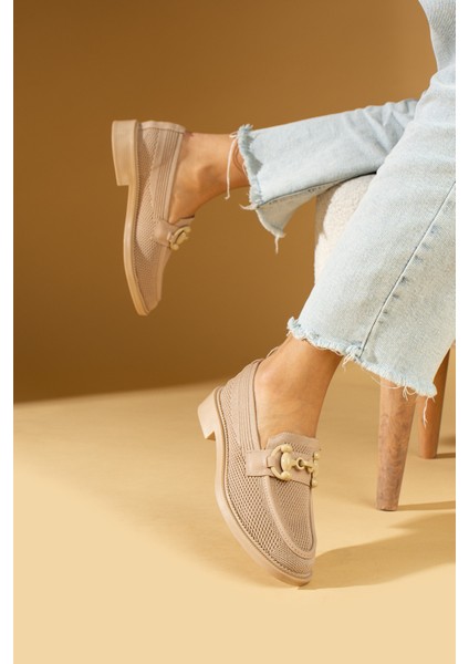 Metal Tokalı Triko Rahat Kalıp Kadın Loafer 024-784-24 modelleri