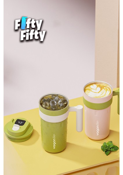 600 ml LED Sıcaklık Göstergeli Akıllı Çelik Termos Kulplu -Kahve BARDAĞI-MUG-FFVGN2009