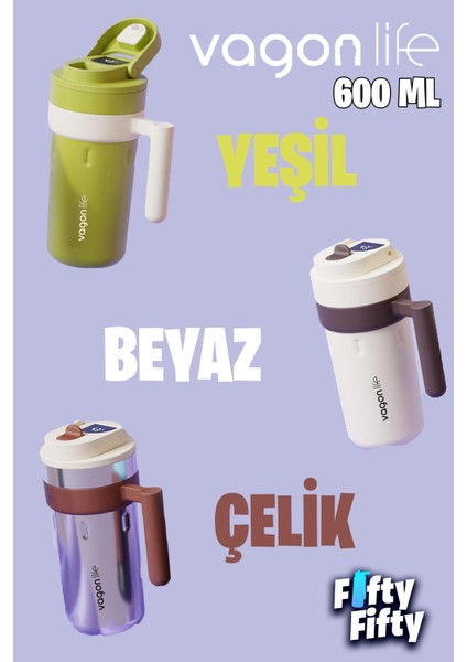 600 ml LED Sıcaklık Göstergeli Akıllı Çelik Termos Kulplu -Kahve BARDAĞI-MUG-FFVGN2009 fiyatları