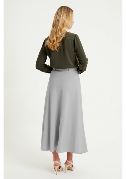 Kemerli Kloş Etek - Gri modelleri