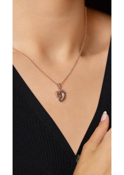 Oniks Taşlı Rose Anne Bebek Ayak Izi Gümüş Kolye fiyatları