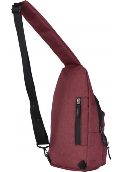 Bordo Usb'li Çapraz Göğüs Çantası