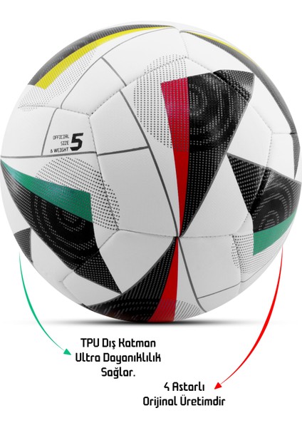 Futbol Topu Yeni Sezon 2024 Avrupa Pompalı Sert Zemin Halı Saha Futbol Topu No:5 FT515