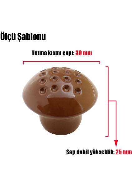 Noktalı Mantar Düğme Mobilya Mutfak Çekmece Dolap Dolabı Kapak Kulbu Kulpu Kulpları Kahve 10 Adet