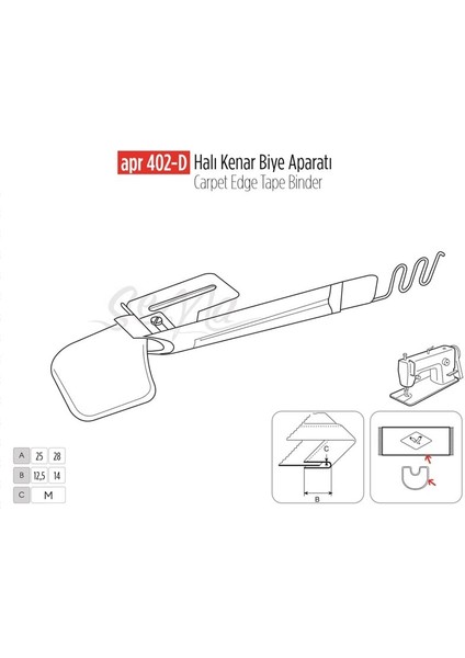 Halı Kenar Biye Aparat 28CM-14CM / Apr 402-D
