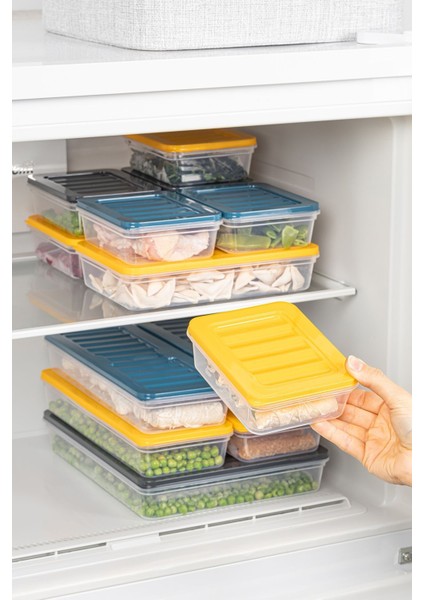 4'lü Buzdolabı Organizer Mikrodalga ve Difrize Uygun Saklama Kabı Antrasit 4 x 1170 ml fırsatları