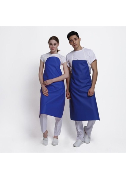 Muşamba Askılı Önlük 120 cm Pvc Su Geçirmez Kasap Bulaşık Önlüğü Mavi