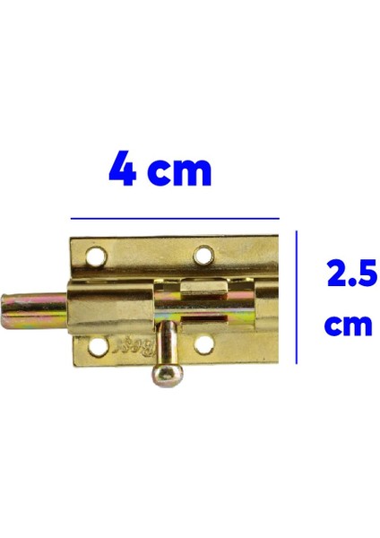 Küçük Mavzer Sürgü Sürgülü Sürgüsü Kilit 25X40 mm Kapı Pencere Emniyet Kilidi Metal Prinç Sarı