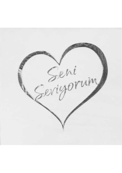 Peçete Varaklı Seni Seviyorum Gümüş Pk:16