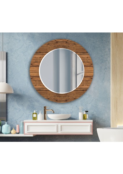 Tahta Desenli Temperli Cam Duvar Aynası modelleri