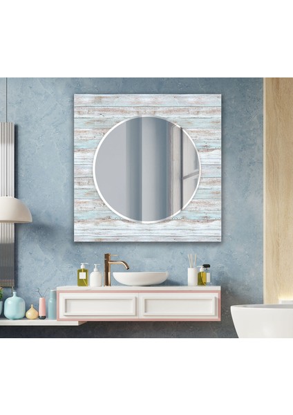Tahta Desenli Temperli Cam Duvar Aynası