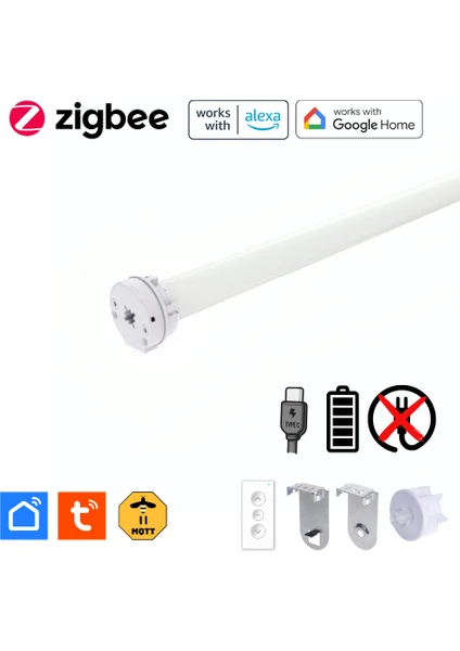 Şarjlı Kumandalı Zigbee Stor Perde Motoru