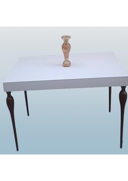 Orta Sehpa 90363 Demonto Kayın Tombul Yüksek Ayak Beyaz Geniş Tablo El Yapım