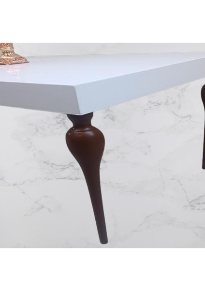 Orta Sehpa 90363 Demonto Kayın Tombul Yüksek Ayak Beyaz Geniş Tablo El Yapım modelleri