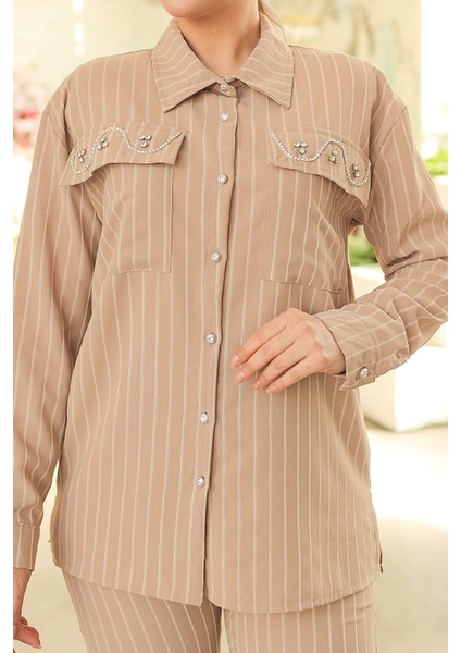 Taşlı Keten Tunik Pantolon Ikili Takım 834 - Taş fırsatları